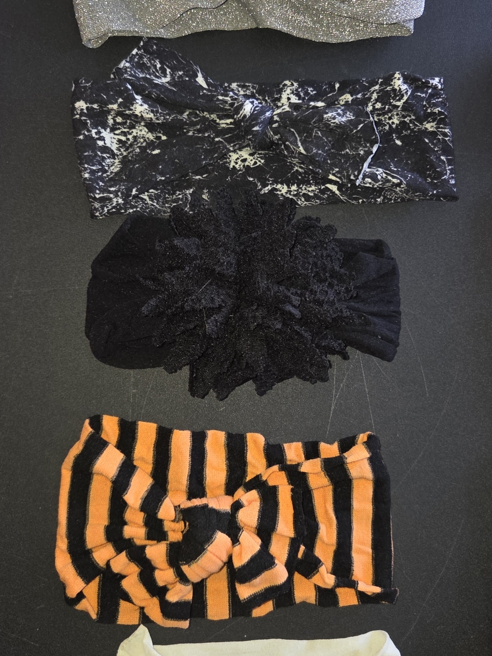 Striped Orange & Black Knot Headband Lot Of 5